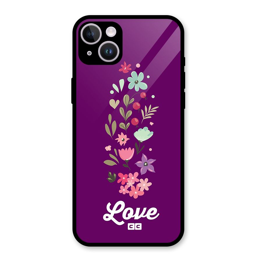 Floral Love Glass Back Case for iPhone 14 Plus