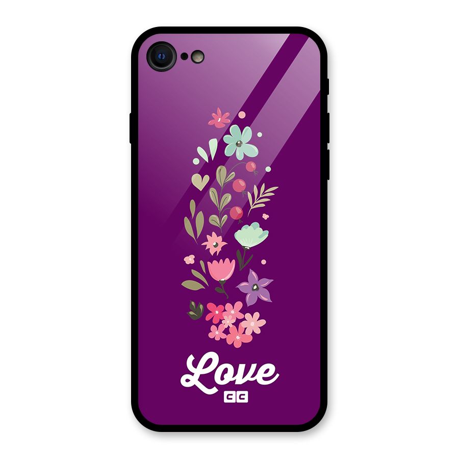 Floral Love Glass Back Case for iPhone 7