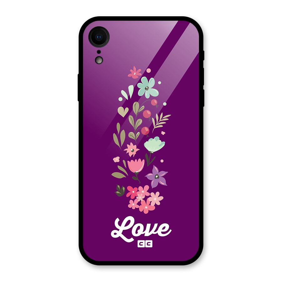 Floral Love Glass Back Case for iPhone XR