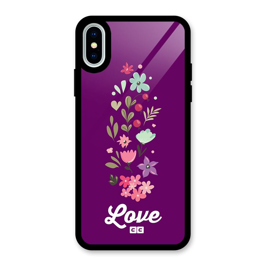 Floral Love Glass Back Case for iPhone XS