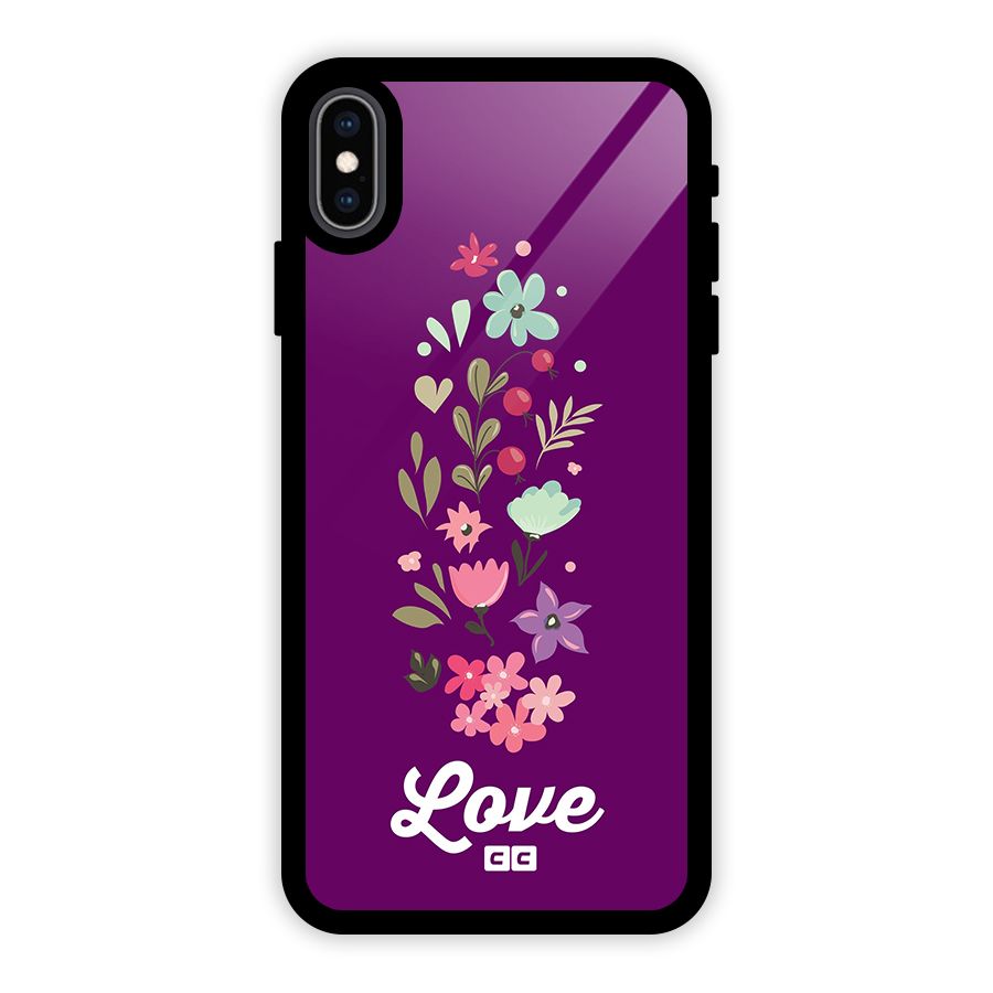 Floral Love Glass Back Case for iPhone XS Max