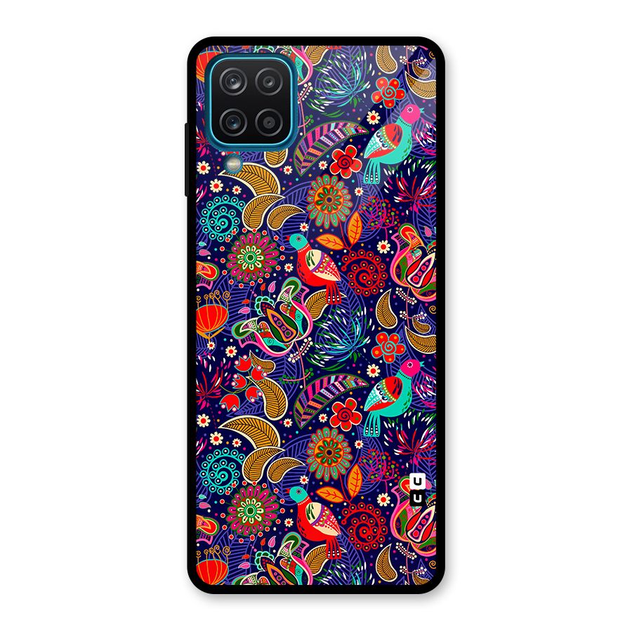 Floral Seamless Pattern Spring Flowers Glass Back Case for Galaxy A12