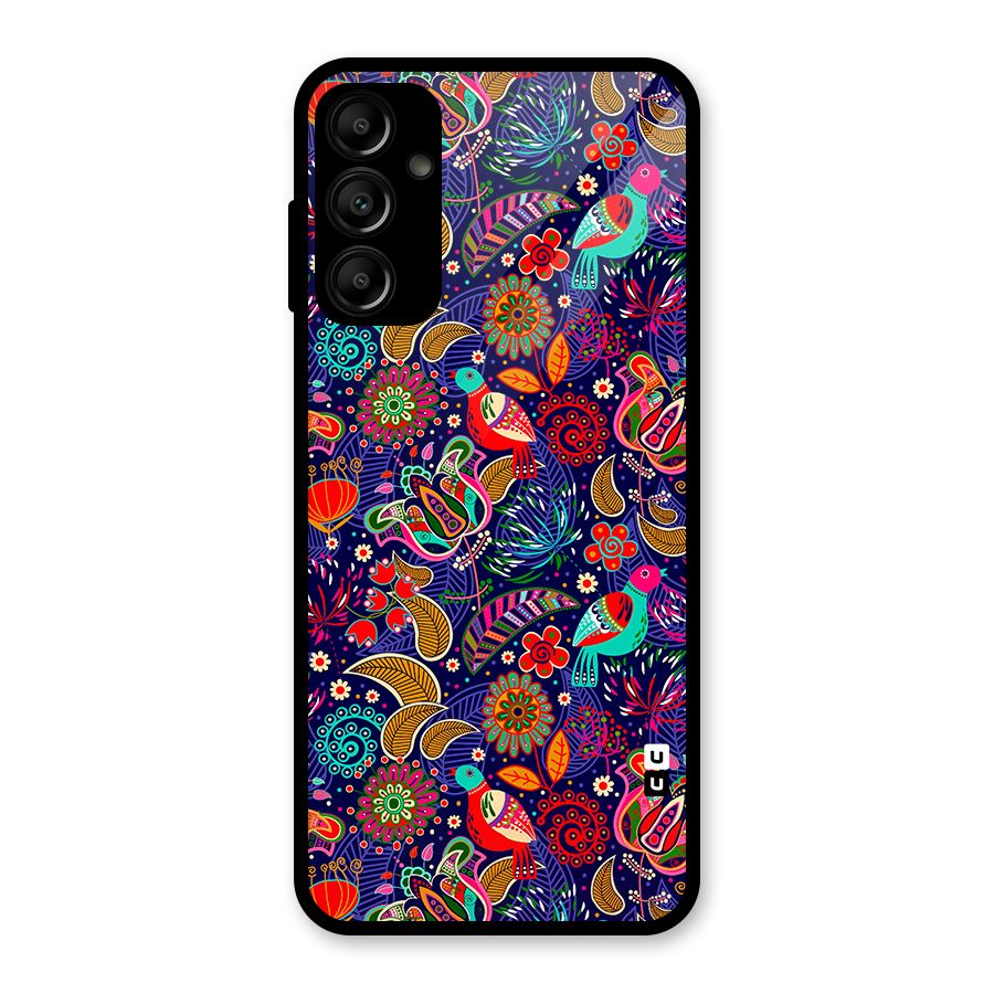 Floral Seamless Pattern Spring Flowers Glass Back Case for Galaxy A14 5G