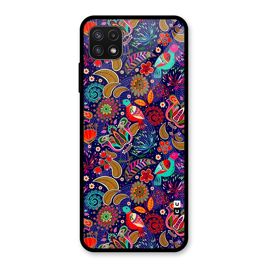 Floral Seamless Pattern Spring Flowers Glass Back Case for Galaxy A22 5G