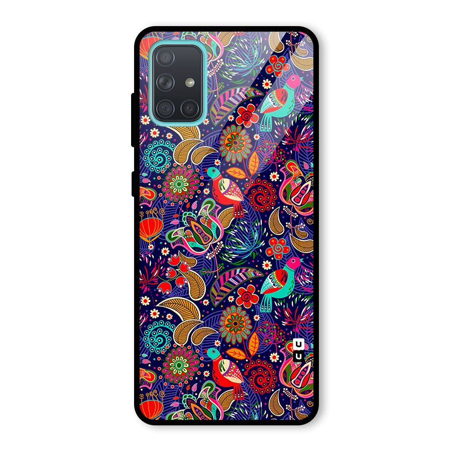 Floral Seamless Pattern Spring Flowers Glass Back Case for Galaxy A71