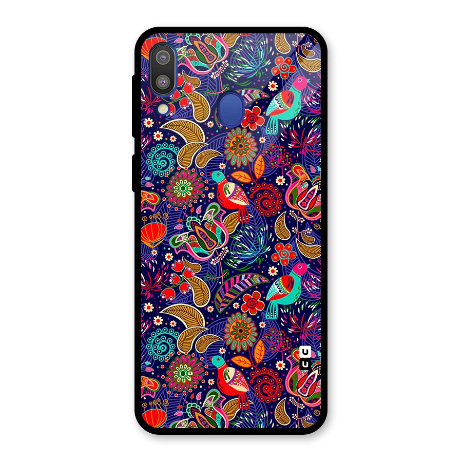 Floral Seamless Pattern Spring Flowers Glass Back Case for Galaxy M20