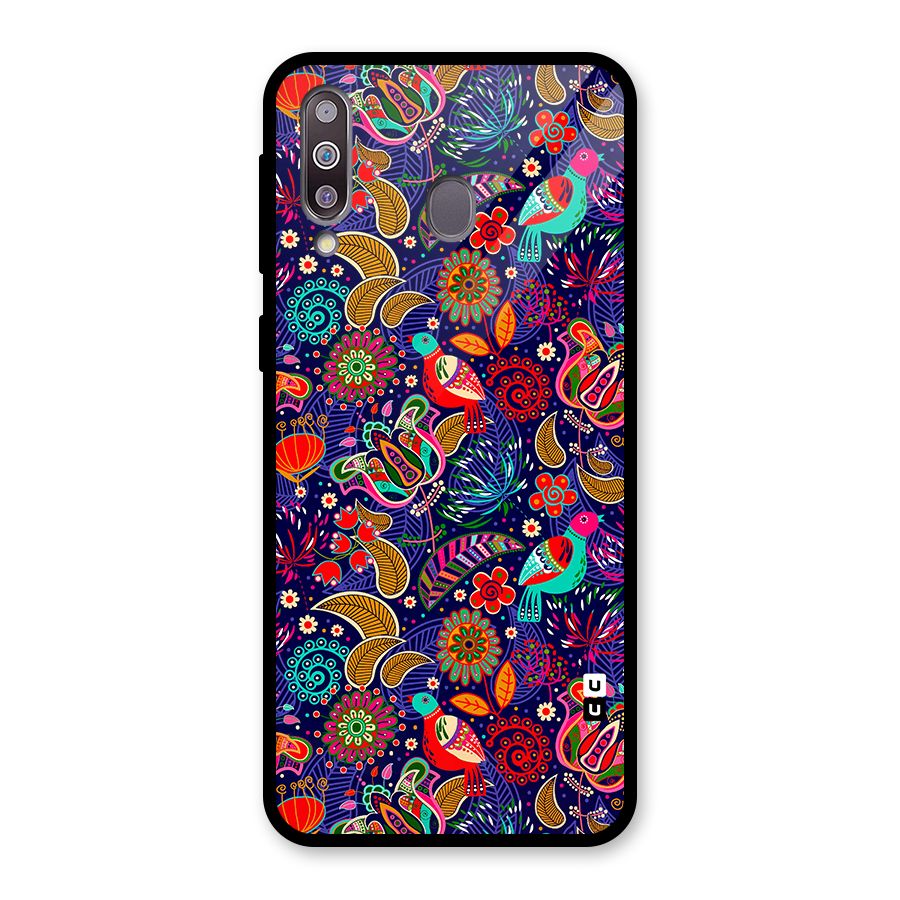 Floral Seamless Pattern Spring Flowers Glass Back Case for Galaxy M30