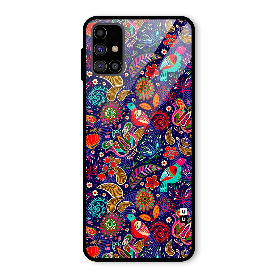 Floral Seamless Pattern Spring Flowers Glass Back Case for Galaxy M31s