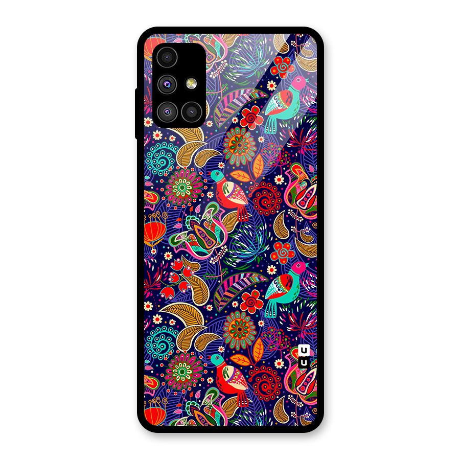 Floral Seamless Pattern Spring Flowers Glass Back Case for Galaxy M51
