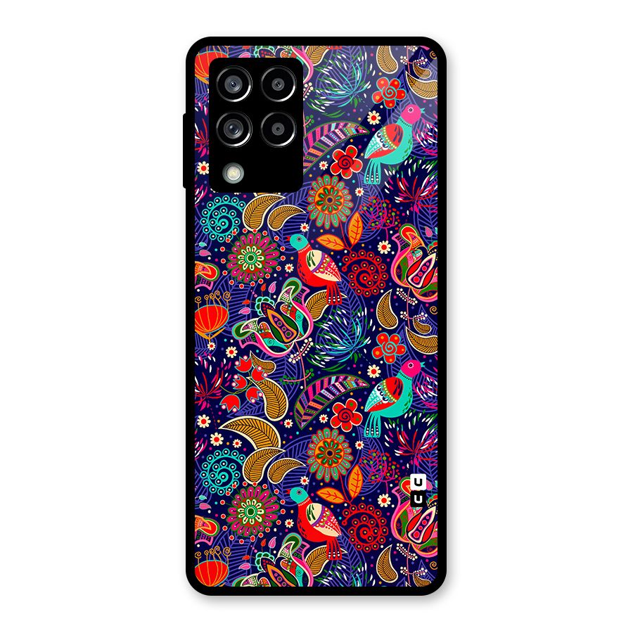 Floral Seamless Pattern Spring Flowers Glass Back Case for Galaxy M53 5G