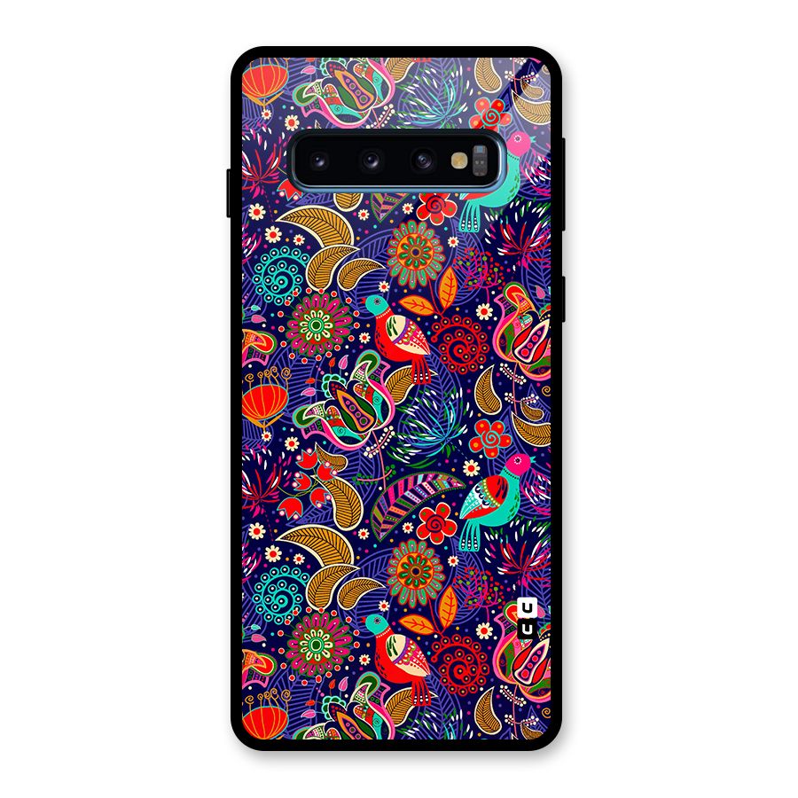 Floral Seamless Pattern Spring Flowers Glass Back Case for Galaxy S10