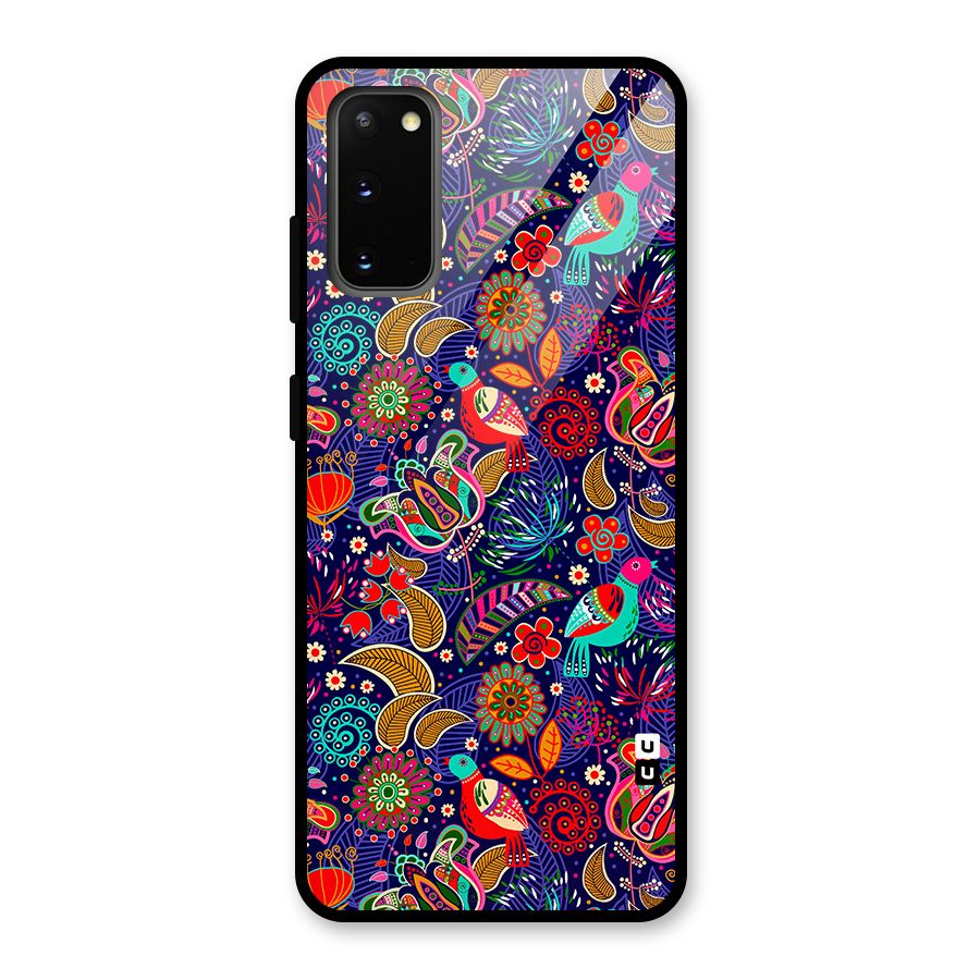 Floral Seamless Pattern Spring Flowers Glass Back Case for Galaxy S20