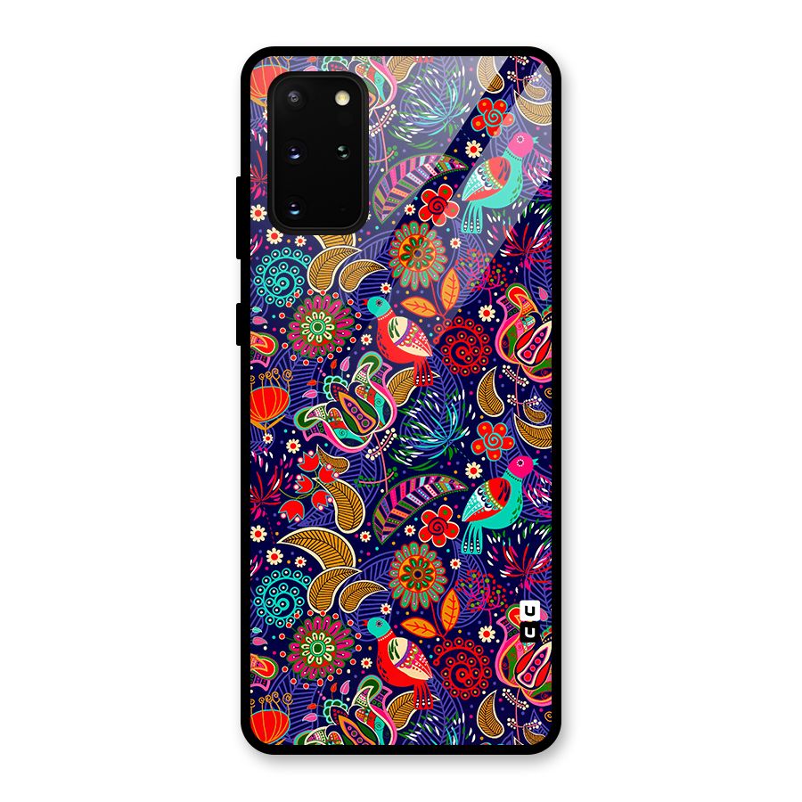 Floral Seamless Pattern Spring Flowers Glass Back Case for Galaxy S20 Plus