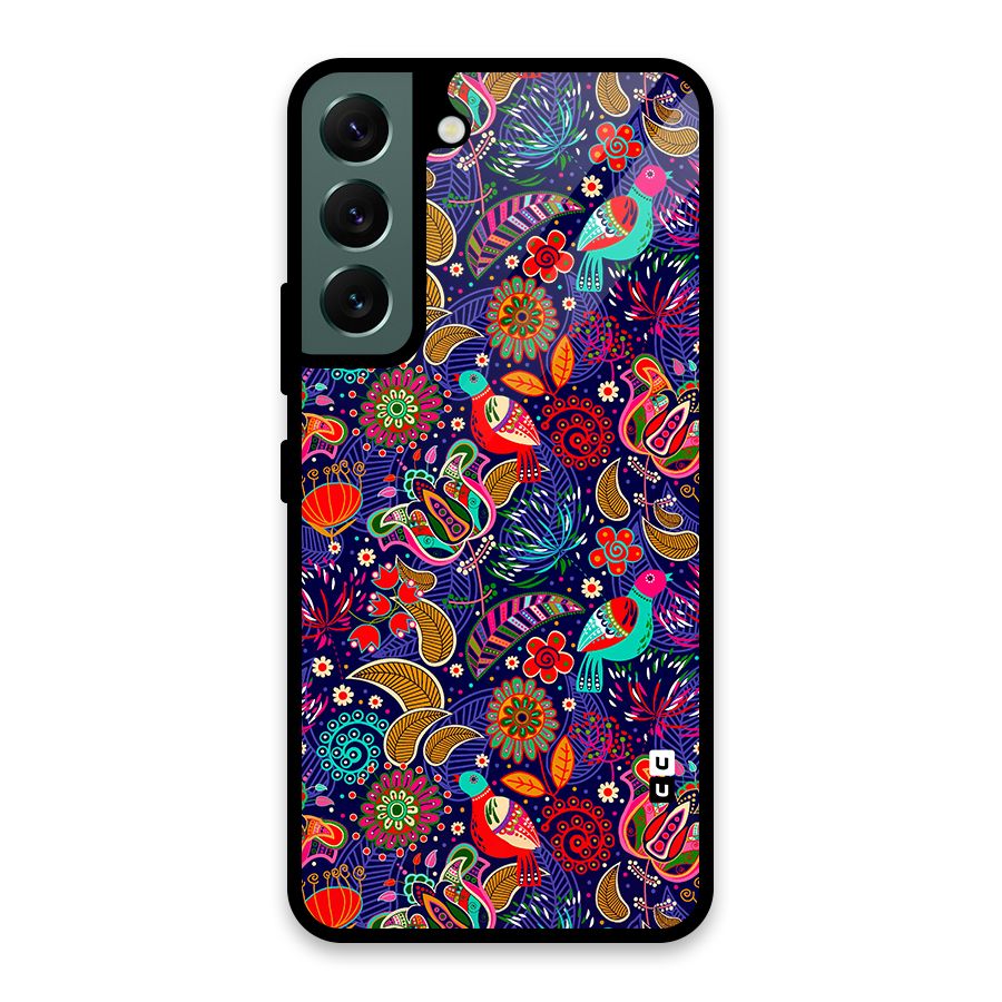 Floral Seamless Pattern Spring Flowers Glass Back Case for Galaxy S22 5G