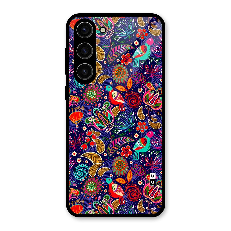 Floral Seamless Pattern Spring Flowers Glass Back Case for Galaxy S23 Plus