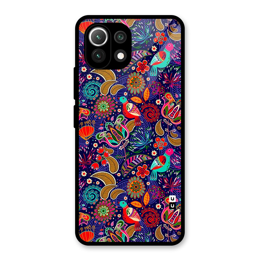 Floral Seamless Pattern Spring Flowers Glass Back Case for Mi 11 Lite NE 5G