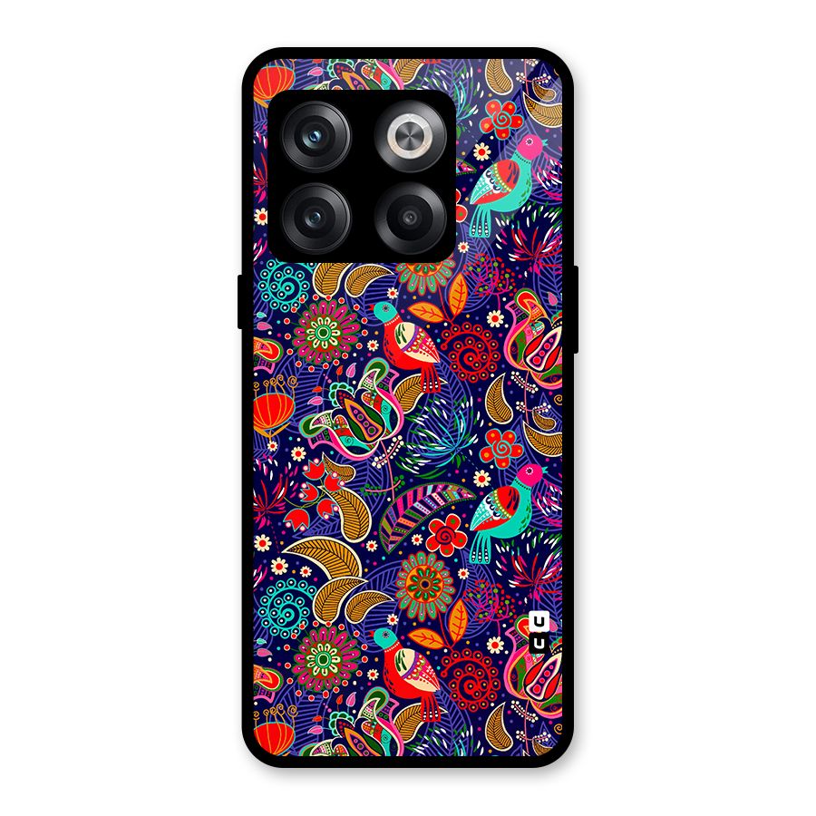 Floral Seamless Pattern Spring Flowers Glass Back Case for OnePlus 10T