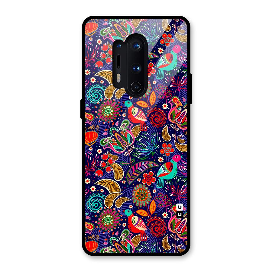 Floral Seamless Pattern Spring Flowers Glass Back Case for OnePlus 8 Pro