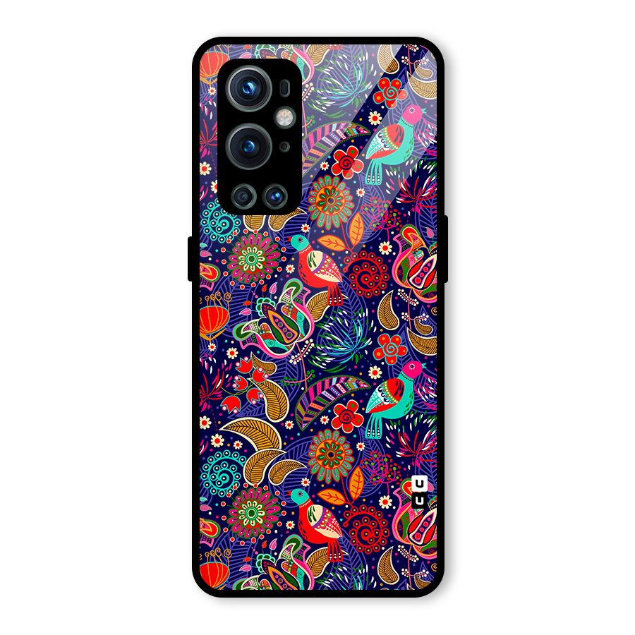 Floral Seamless Pattern Spring Flowers Glass Back Case for OnePlus 9 Pro