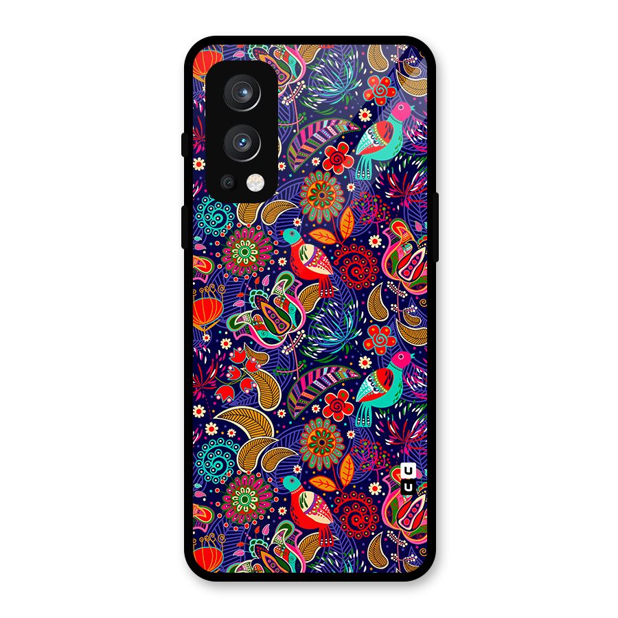 Floral Seamless Pattern Spring Flowers Glass Back Case for OnePlus Nord 2 5G