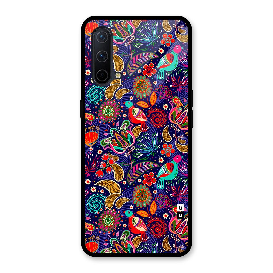 Floral Seamless Pattern Spring Flowers Glass Back Case for OnePlus Nord CE 5G