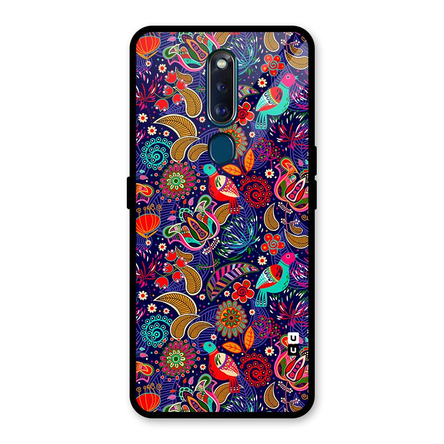 Floral Seamless Pattern Spring Flowers Glass Back Case for Oppo F11 Pro