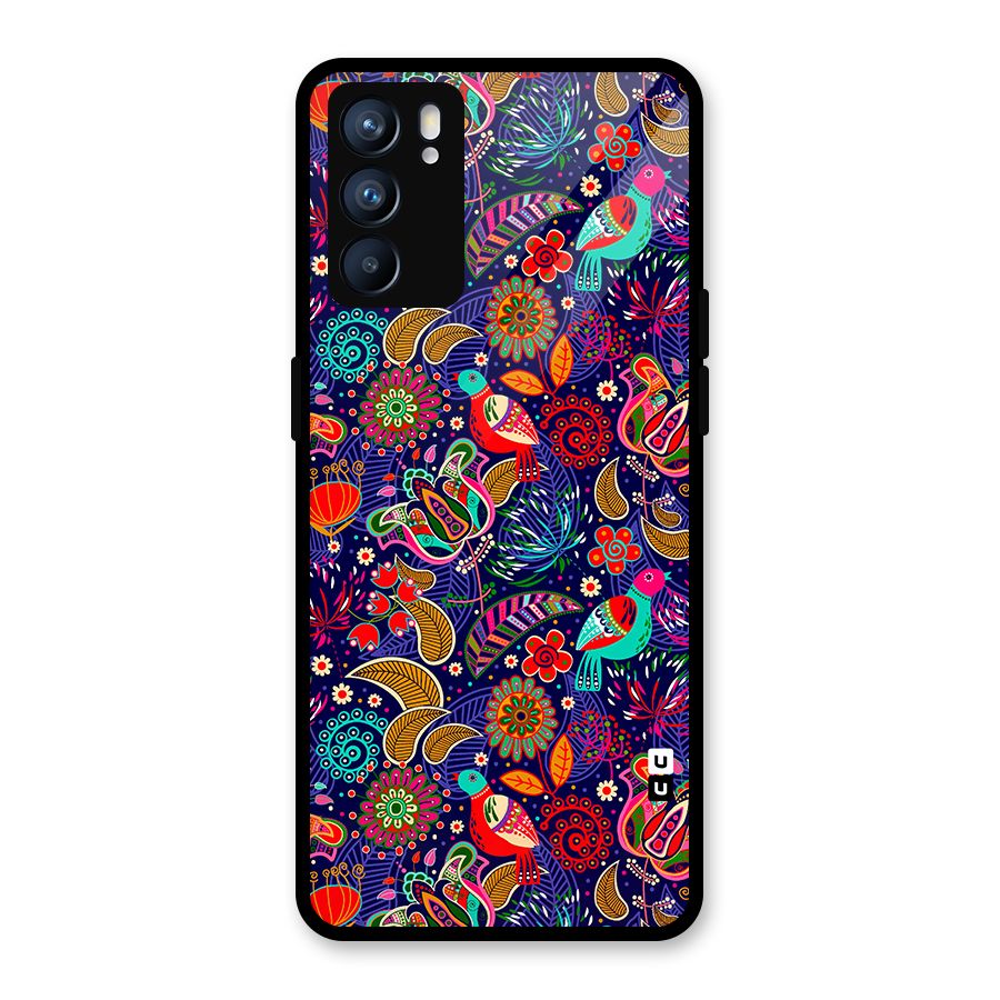 Floral Seamless Pattern Spring Flowers Glass Back Case for Oppo Reno6 5G