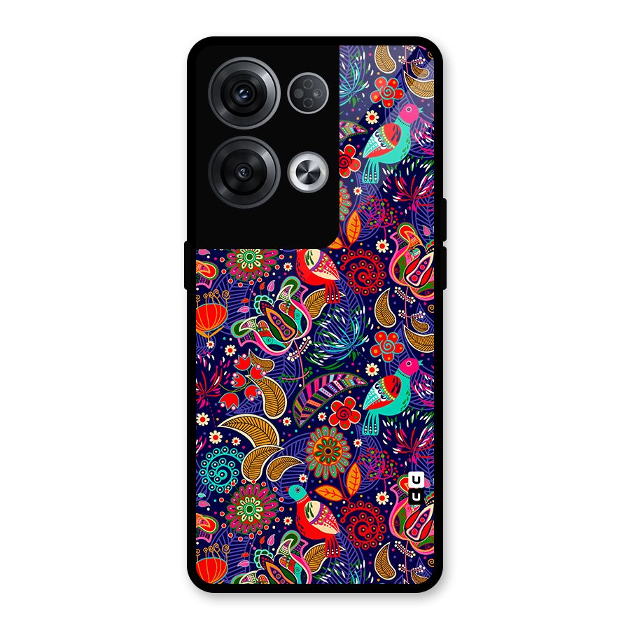 Floral Seamless Pattern Spring Flowers Glass Back Case for Oppo Reno8 Pro 5G