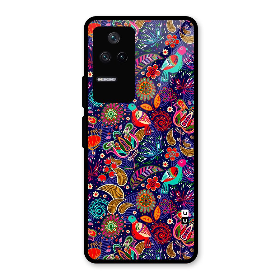 Floral Seamless Pattern Spring Flowers Glass Back Case for Poco F4 5G