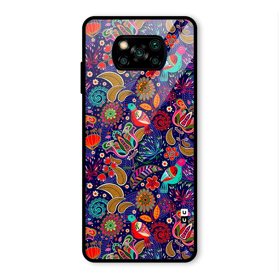 Floral Seamless Pattern Spring Flowers Glass Back Case for Poco X3 Pro