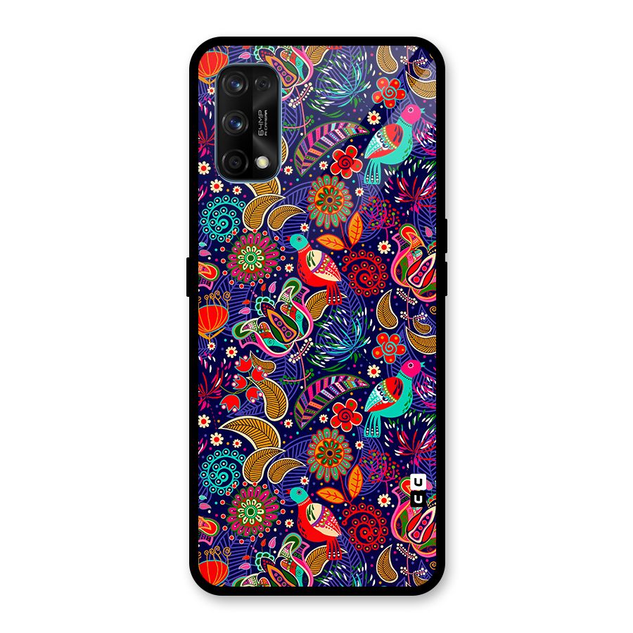Floral Seamless Pattern Spring Flowers Glass Back Case for Realme 7 Pro