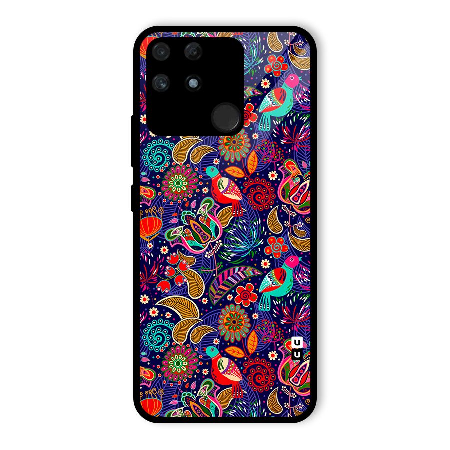 Floral Seamless Pattern Spring Flowers Glass Back Case for Realme Narzo 50A