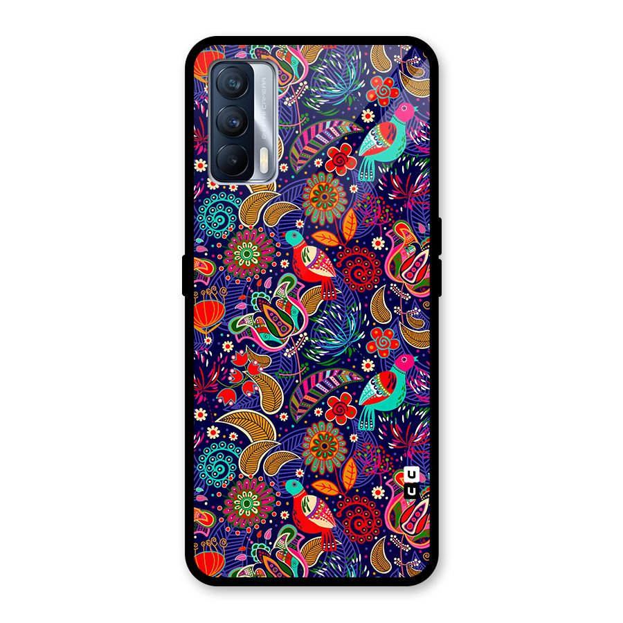 Floral Seamless Pattern Spring Flowers Glass Back Case for Realme X7