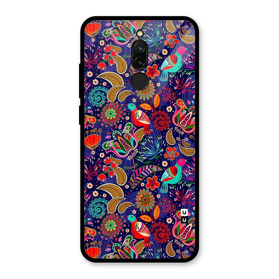 Floral Seamless Pattern Spring Flowers Glass Back Case for Redmi 8