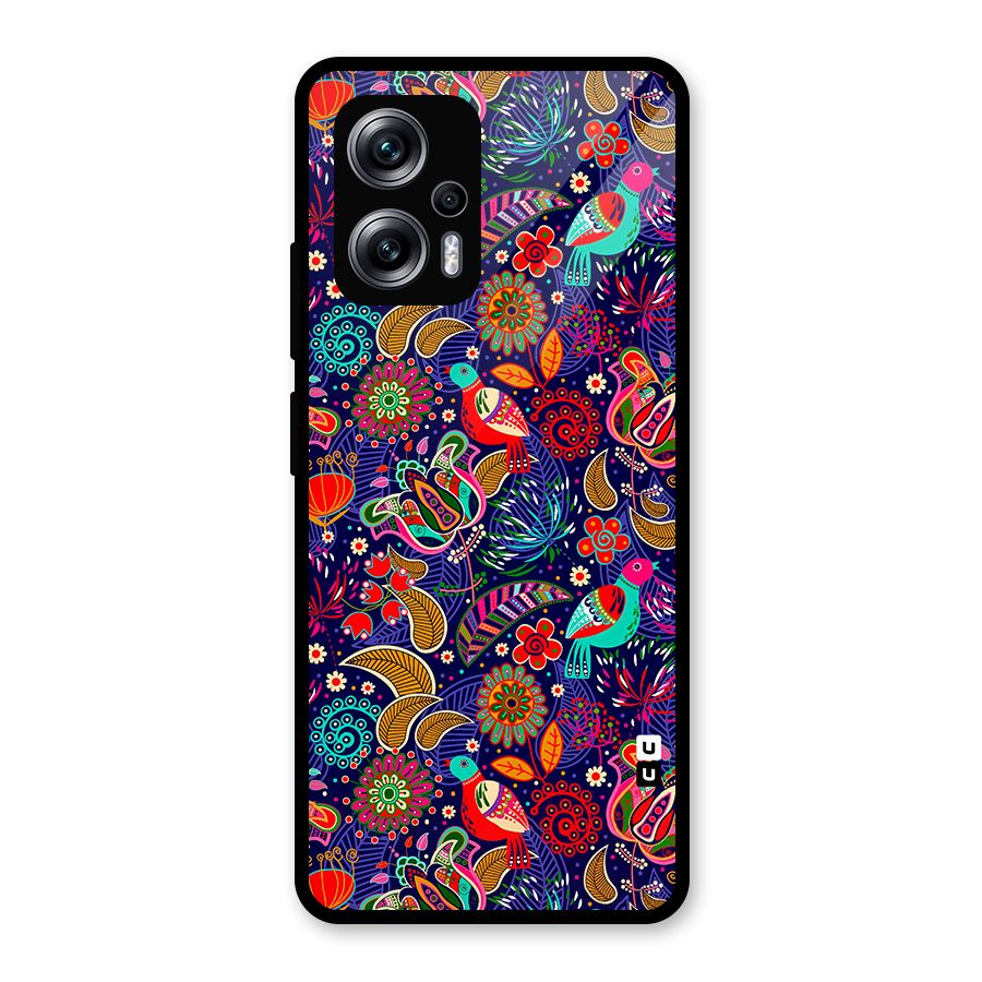 Floral Seamless Pattern Spring Flowers Glass Back Case for Redmi K50i