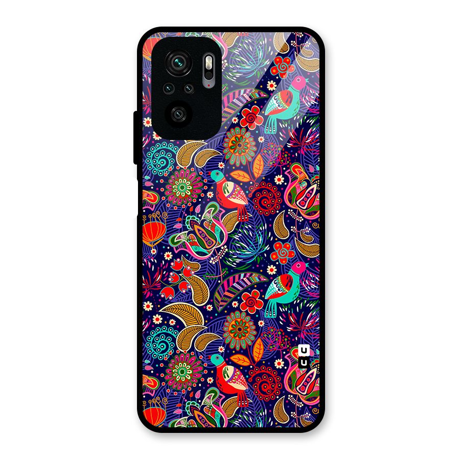 Floral Seamless Pattern Spring Flowers Glass Back Case for Redmi Note 10S