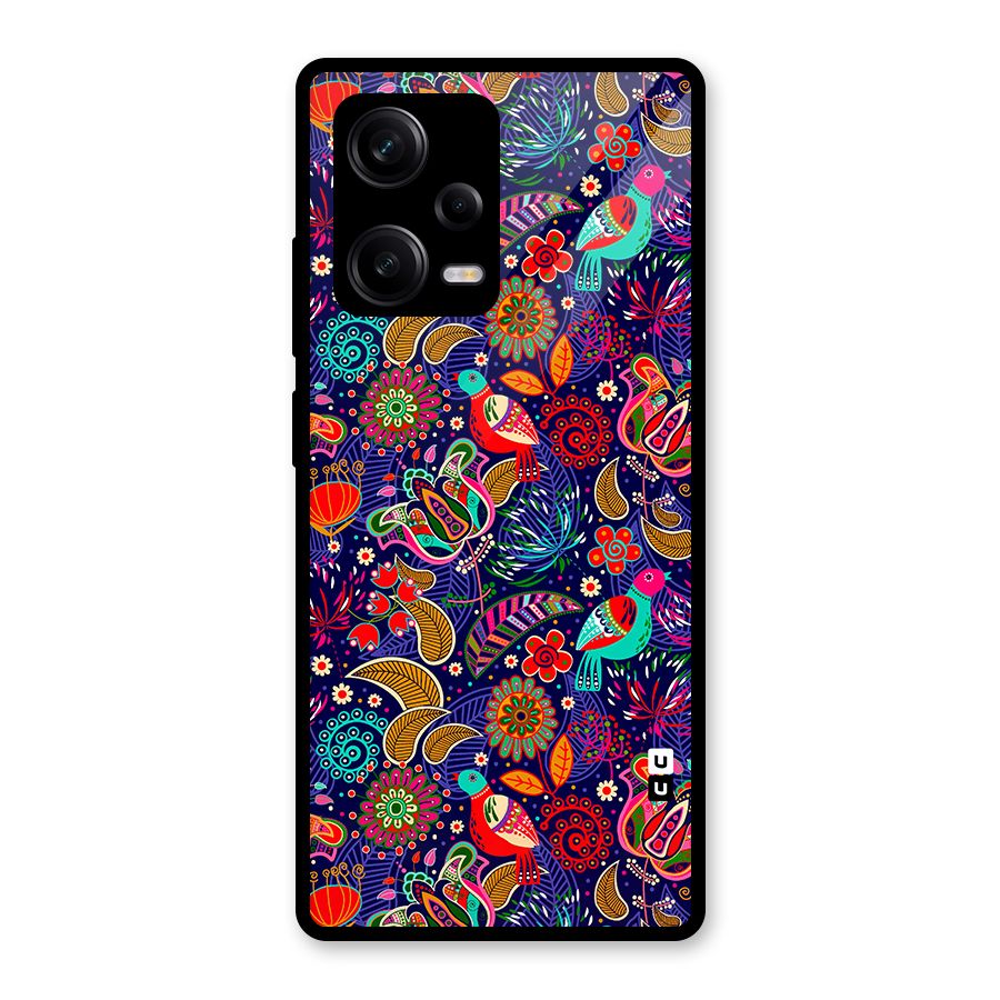 Floral Seamless Pattern Spring Flowers Glass Back Case for Redmi Note 12 Pro