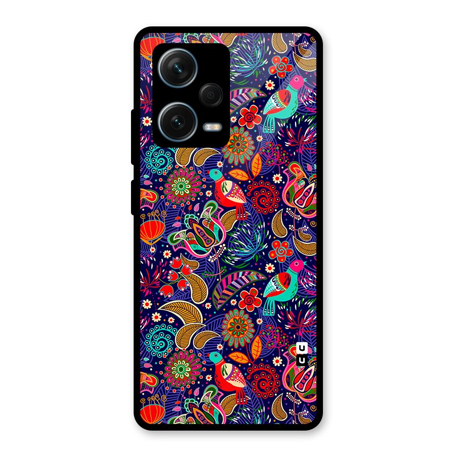 Floral Seamless Pattern Spring Flowers Glass Back Case for Redmi Note 12 Pro Plus 5G
