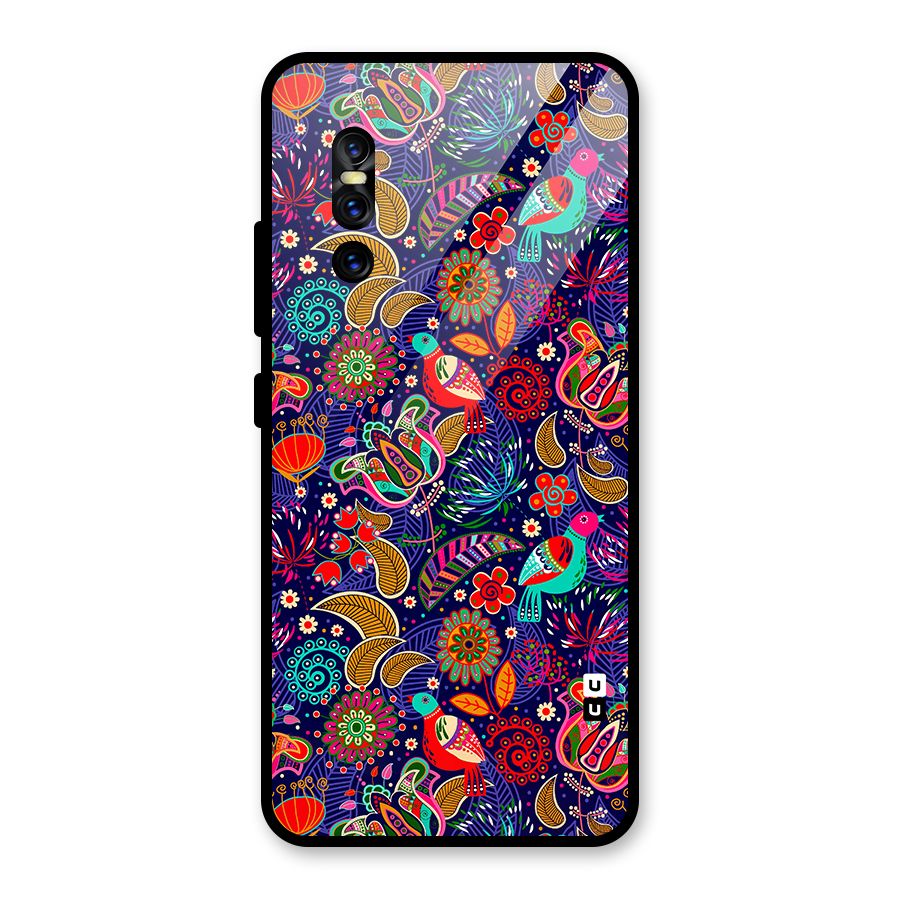 Floral Seamless Pattern Spring Flowers Glass Back Case for Vivo V15 Pro