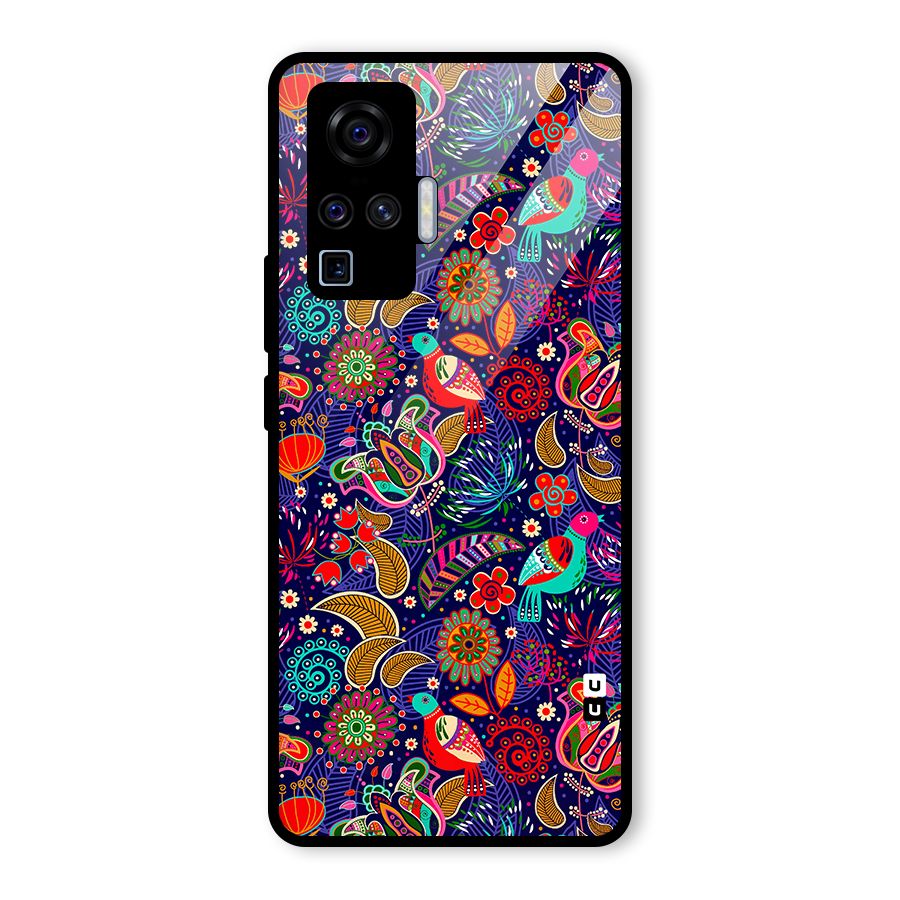 Floral Seamless Pattern Spring Flowers Glass Back Case for Vivo X50 Pro