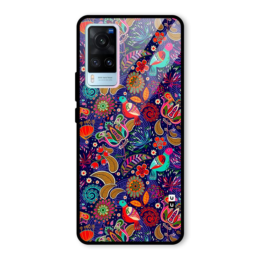 Floral Seamless Pattern Spring Flowers Glass Back Case for Vivo X60