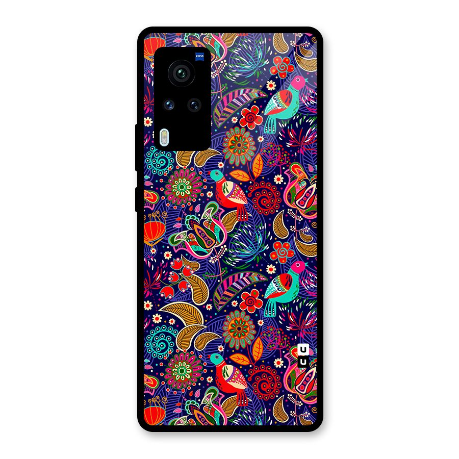 Floral Seamless Pattern Spring Flowers Glass Back Case for Vivo X60 Pro