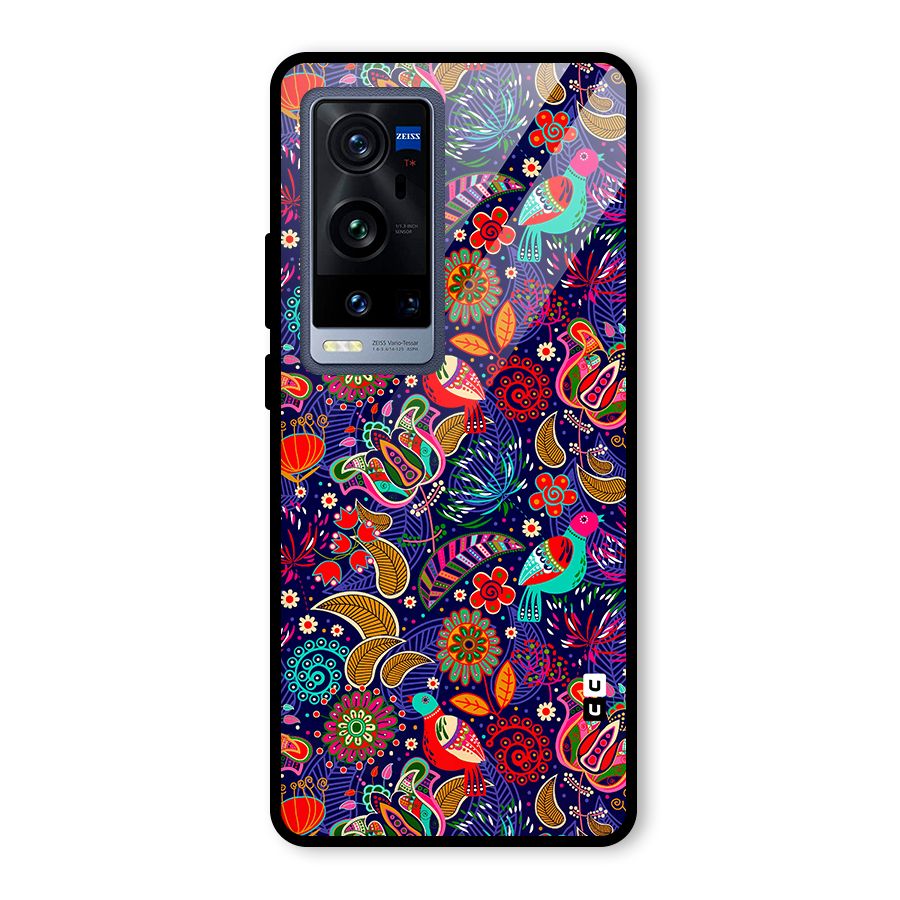 Floral Seamless Pattern Spring Flowers Glass Back Case for Vivo X60 Pro Plus