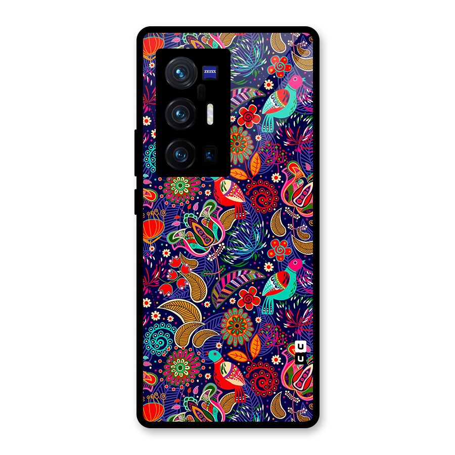 Floral Seamless Pattern Spring Flowers Glass Back Case for Vivo X70 Pro Plus