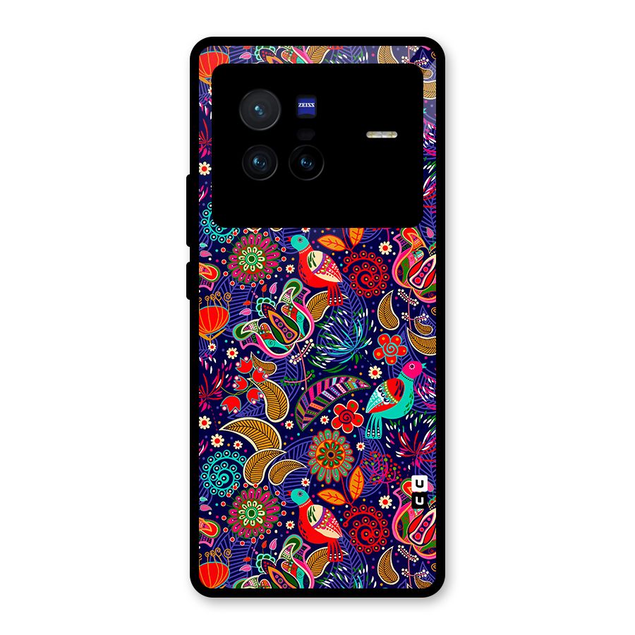 Floral Seamless Pattern Spring Flowers Glass Back Case for Vivo X80