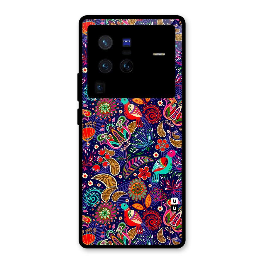 Floral Seamless Pattern Spring Flowers Glass Back Case for Vivo X80 Pro