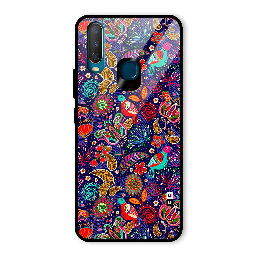 Floral Seamless Pattern Spring Flowers Glass Back Case for Vivo Y15