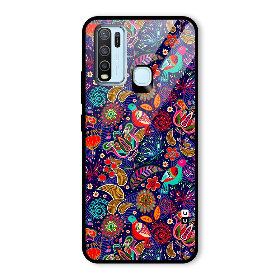Floral Seamless Pattern Spring Flowers Glass Back Case for Vivo Y50
