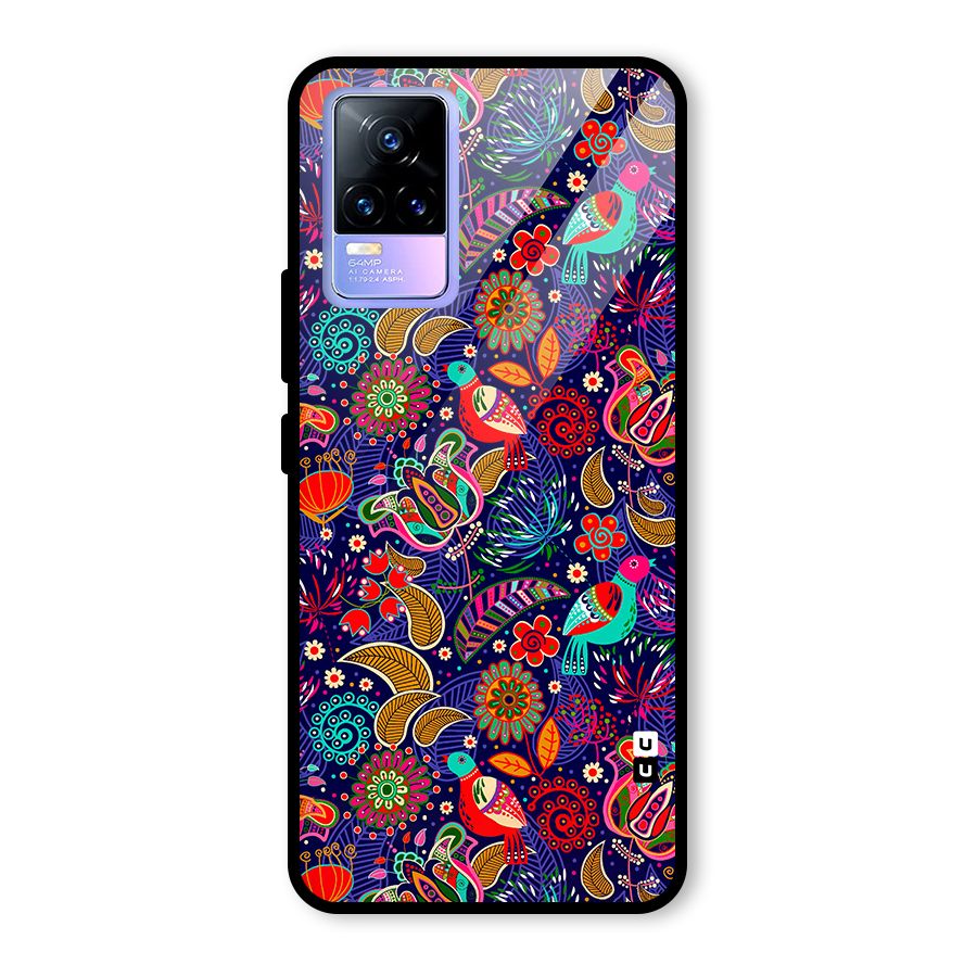 Floral Seamless Pattern Spring Flowers Glass Back Case for Vivo Y73