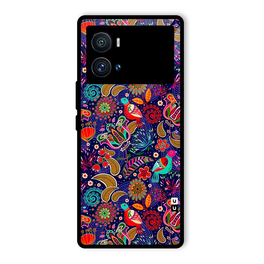 Floral Seamless Pattern Spring Flowers Glass Back Case for Vivo iQOO 9 Pro